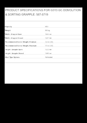 Demolition Sorting Grabs Caterpillar G313 GC