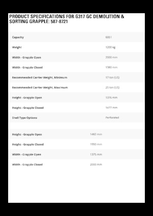 Demolition Sorting Grabs Caterpillar G317 GC