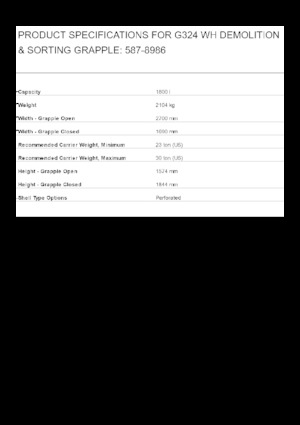 Demolition Sorting Grabs Caterpillar G324-WH