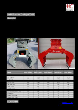 Yıkım sıralama kepçeler Konverma HCG 17-450-U