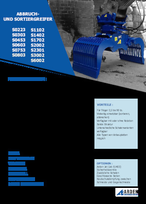 Yıkım sıralama kepçeler Arden S6002