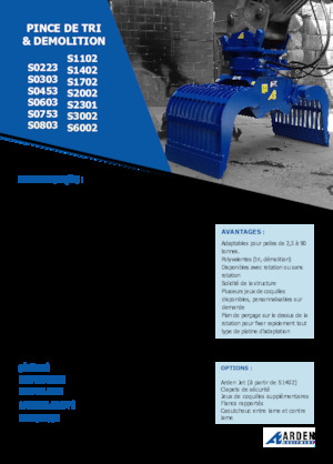 Yıkım sıralama kepçeler Arden S6002