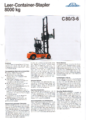 Diesel Forklifts Linde C 80/3