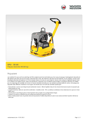 Ters Çevrilebilir Titreşimli Plaka Sıkıştırıcılar Wacker Neuson DPU3070H