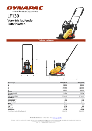 Single Direction Vibratory Plate Compactors Dynapac LF 130 (1B20)