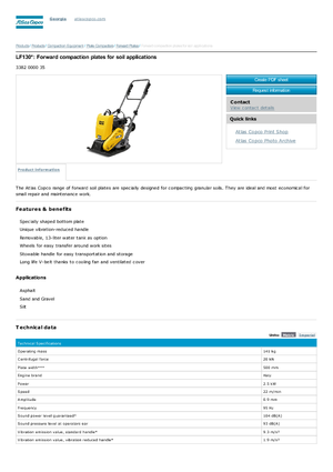 Single Direction Vibratory Plate Compactors Atlas Copco LF 130
