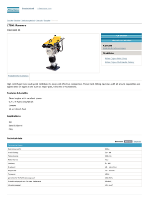 Gasoline and Diesel Rammers Atlas Copco LT 800