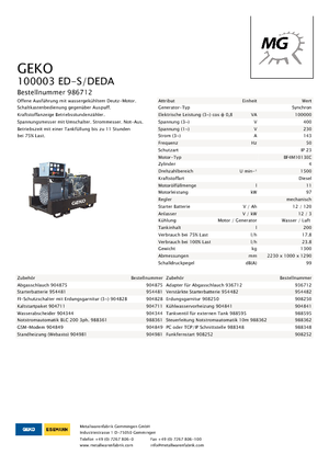 Diesel Power Generators Geko ® 100003 ED-S/DEDA