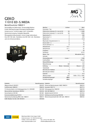 Diesel Power Generators Geko ® 11010 ED-S/MEDA