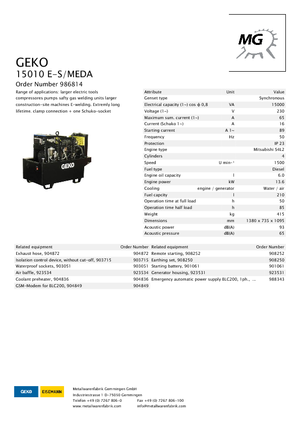 Dizel Jeneratörler Geko ® 15010 E-S/MEDA