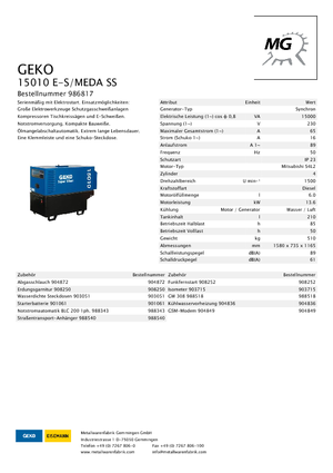 Dizel Jeneratörler Geko ® 15010 E-S/MEDA
