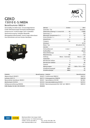 Diesel Power Generators Geko ® 15010 E-S/MEDA