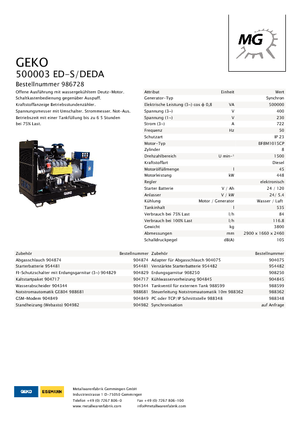 Diesel Power Generators Geko ® 500003 ED-S/DEDA