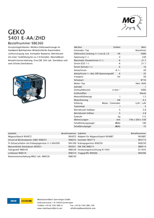 Dizel Jeneratörler Geko ® 5401 E-AA/ZHD