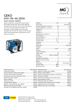Dizel Jeneratörler Geko ® 6401 ED-AA/ZEDA