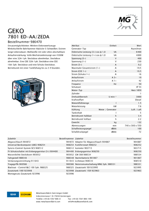 Diesel Power Generators Geko ® 7801 ED-AA/ZEDA