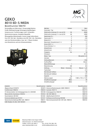 Diesel Power Generators Geko ® 8010 ED-S/MEDA