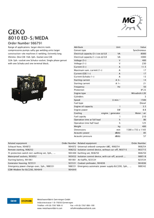 Dizel Jeneratörler Geko ® 8010 ED-S/MEDA
