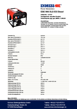 Diesel Power Generators Endress ESE 906 DLS ES DI