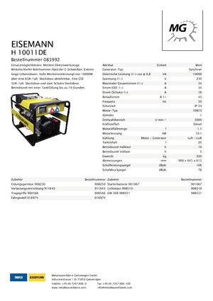 Diesel Power Generators Eisemann H 10011 DE