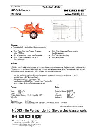 Dizel lavabo pompaları Hüdig HC 180/05