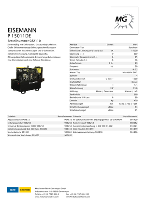 Diesel Power Generators Eisemann P 15011 DE