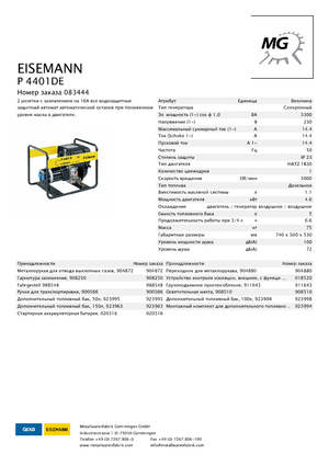 Dizel Jeneratörler Eisemann P 4401 DE