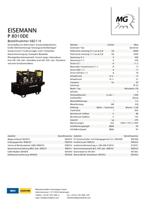 Dizel Jeneratörler Eisemann P 8010 DE