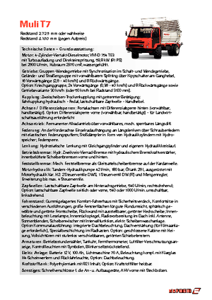 Municipal Tractors Front Hitch Reform Werke Muli T 7