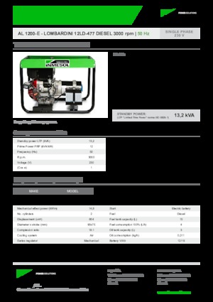 Diesel Power Generators INMESOL AL 1200-E