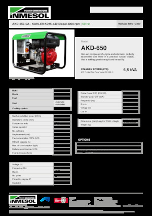Diesel Power Generators INMESOL AKD-650-CA