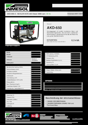 Diesel Power Generators INMESOL AKD-650-E