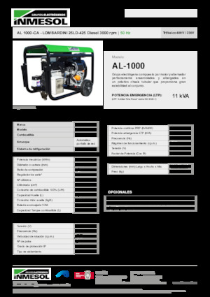 Diesel Power Generators INMESOL AL 1000-CA