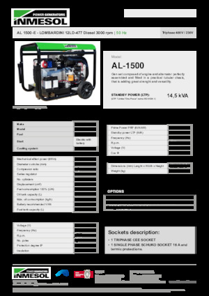 Diesel Power Generators INMESOL AL 1500-E