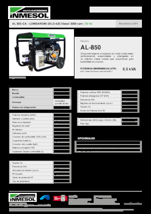 Dizel Jeneratörler INMESOL AL 850-CA