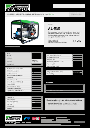 Diesel Power Generators INMESOL AL 850-E