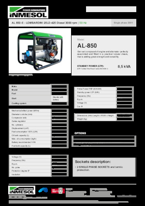 Dizel Jeneratörler INMESOL AL 850-E