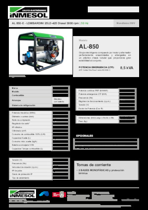 Dizel Jeneratörler INMESOL AL 850-E