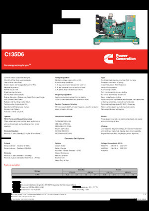 Diesel Power Generators Cummins C135D6
