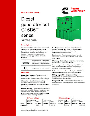 Diesel Power Generators Cummins C16 D6T