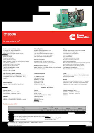 Diesel Power Generators Cummins C185D6