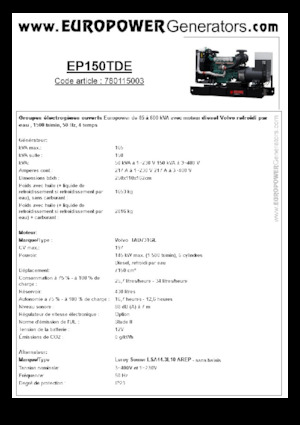 Diesel Power Generators Europower EP150TDE (LS)