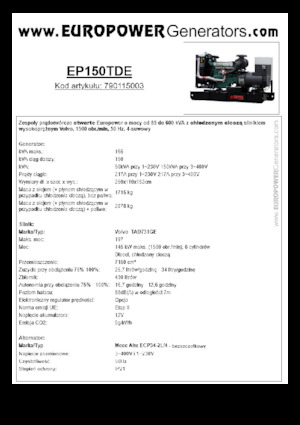 Diesel Power Generators Europower EP150TDE (MA)