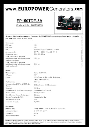 Diesel Power Generators Europower EP150TDE-3A (LS)