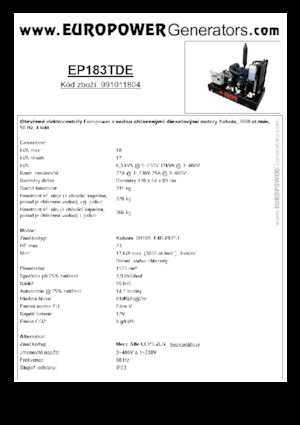 Diesel Power Generators Europower EP183TDE (MA)