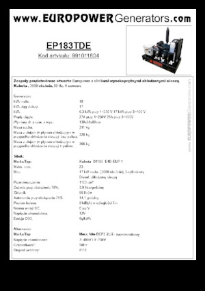 Diesel Power Generators Europower EP183TDE (MA)
