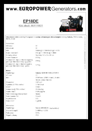 Diesel Power Generators Europower EP18DE (S)