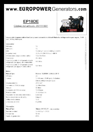 Diesel Power Generators Europower EP18DE (S)