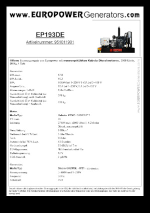 Diesel Power Generators Europower EP193DE (S)