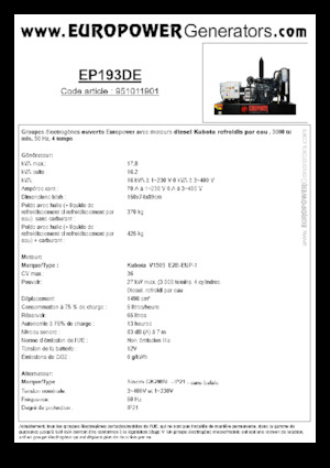 Diesel Power Generators Europower EP193DE (S)